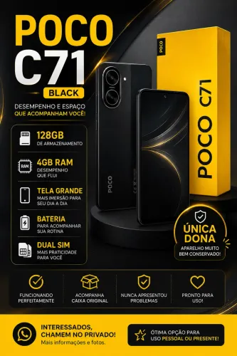 POCO C71 Black - 128GB | 4GB RAM | Única Dona