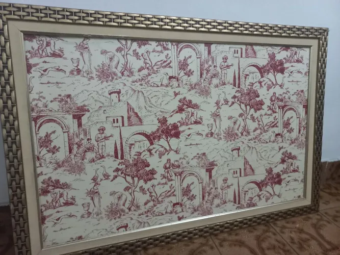 ANTIGO QUADRO PROVENÇAL MOLDURA MADEIRA 60x90 COM VIDRO