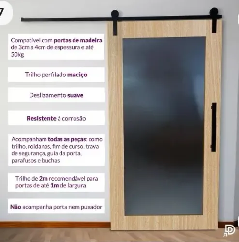 Sistema completo de trilho para portas.