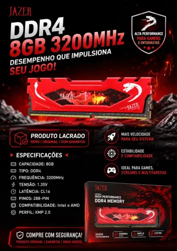 Memória RAM Jazer DDR4 8gb 3200mhz