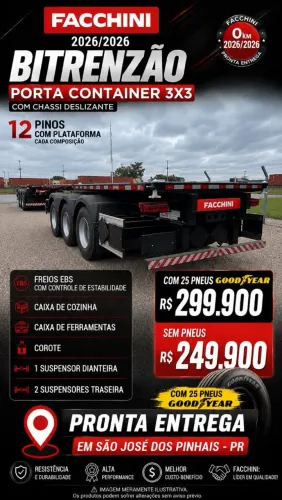 BI TREM PORTA CONTAINER (2026/2026) - Zero KM 
