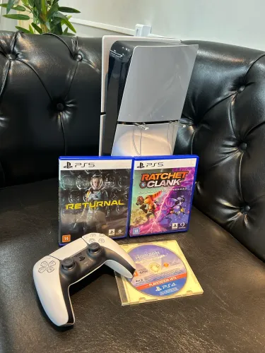 Ps5 slim IMPECÁVEL, mídia FÍSICA + 3 Jogos