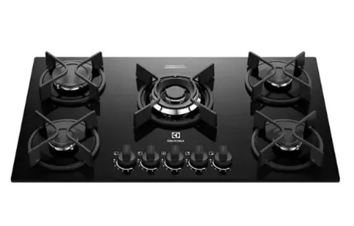 Cooktop 5 Bocas a Gás Electrolux Mesa Vidro Experience ChamaPrecisa
