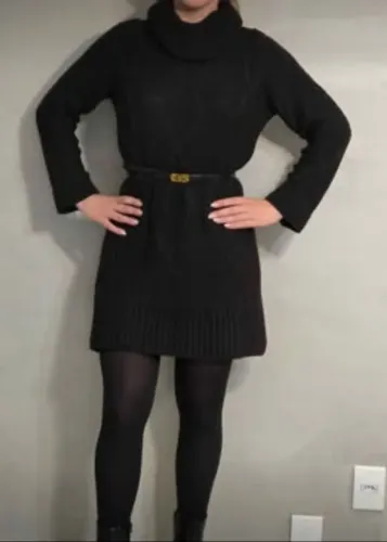 Vestido inverno tricô preto linha pura tamanho 42