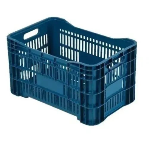 Kit 3 Caixas Plásticas Empilháveis Vazadas Azul Ideal p/ Hortifruti Mercadinho