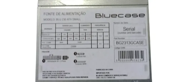 Fonte ATX Bluecase 230W funcionando 100%