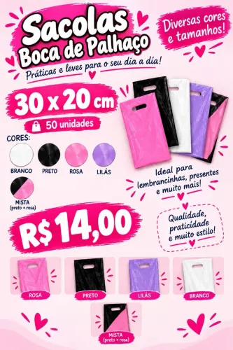 Sacola Plástica Boca de Palhaço 30x20 cm