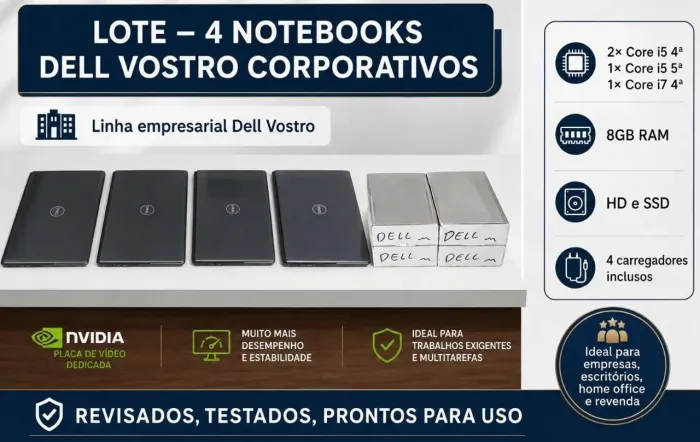 LOTE - 4 NOTEBOOKS DELL VOSTRO CORPORATIVOS