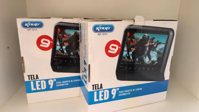 Par de Tela LED Automotivo 9? Encosto de Cabeça