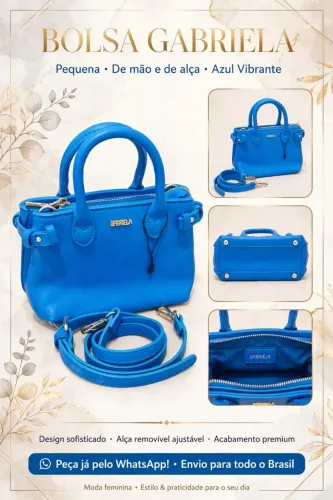 Bolsa Gabriela Azul vibrante de mão e alça