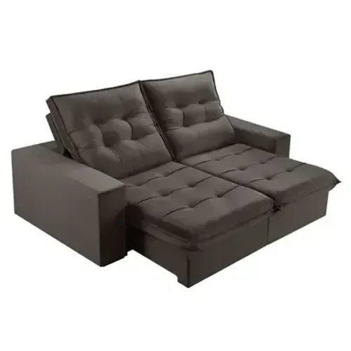 Sofá Retrátil Monte Carlo 3 Lugares de 2 Metros Marrom Funghi