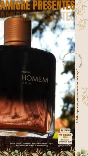 Natura Homem Dom | Perfume Masculino | Amigre Presentes