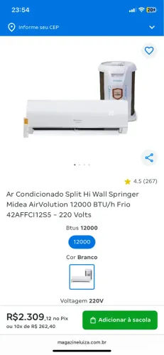 Ar Condicionado Split Springer Midea AirVolution 12000 BTU/h