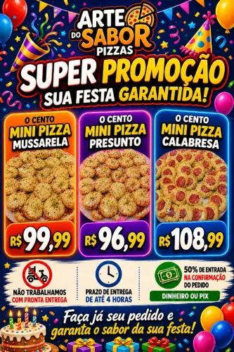 Mini Pizza Arte do Sabor O Cento  Partir de  R$97,00