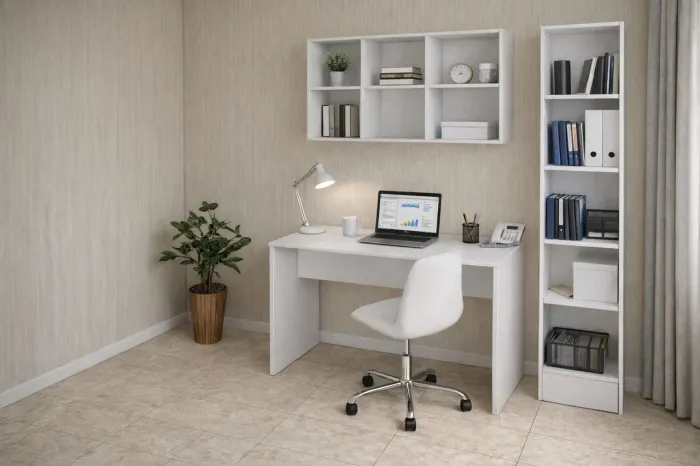 Kit escolar mesa +nicho +estante em mdf