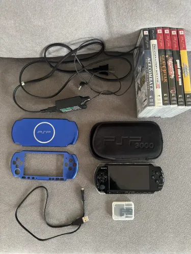 PSP 3001 Piano Black Impecável + 6 Jogos Físicos Na Caixa (com Manual) + Acessórios