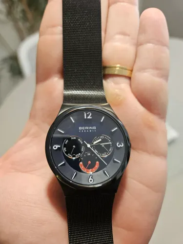NOVO (Sem Uso) Bering Ceramic Relógio Dinamarquês Original Mostrador Azul Milanese