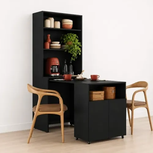 Oferta! Mesa Dobrável Dueto Na Cor Preta (Em Estoque)