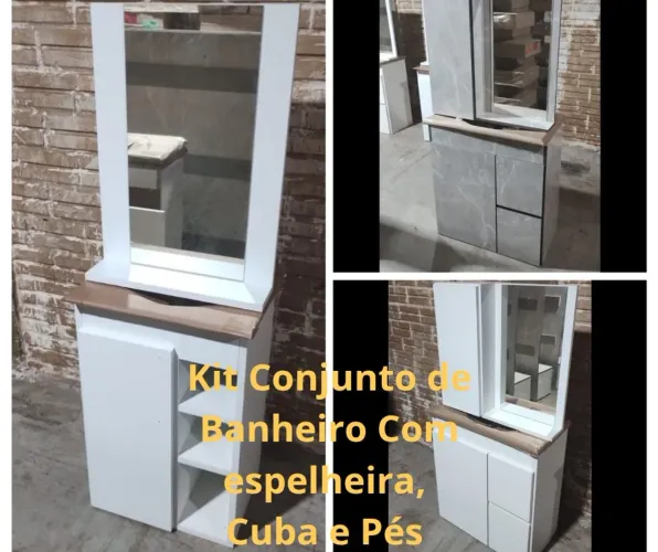 Kit Conjunto Banheiro Com Espelho Cubas e Pés NOVOS Temos diversos modelos e tamanhos