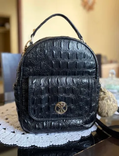 bolsa de couro preta