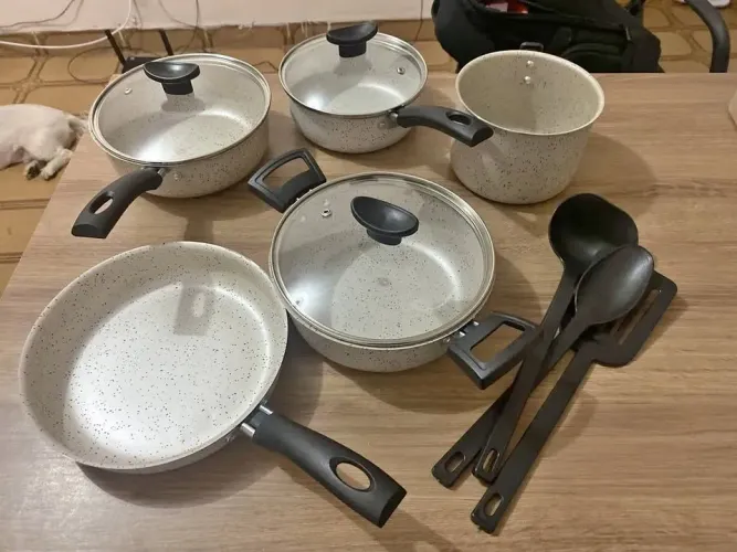 Jogo De Panelas 8 Peças Antiaderente Premium Com Espatulas