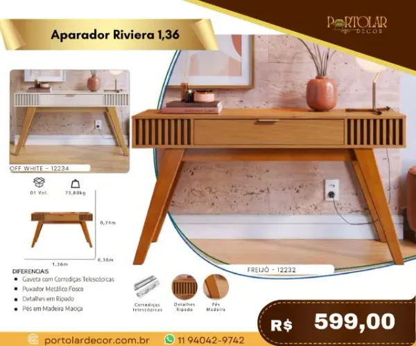 Aparador Riviera 1,36 a pronta entrega 