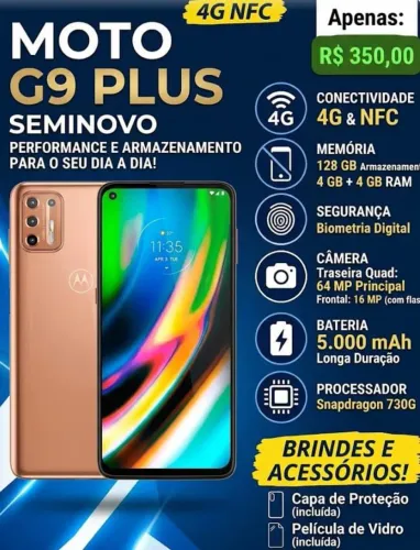 moto g9 plus 4g NFC 128GB 4ram biometria tudo ok Motorola