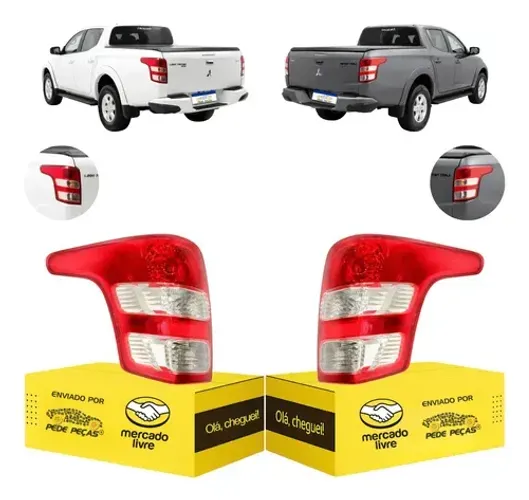 Par Lanterna L200 Triton Sport Gls Gl 2017 18 19 20 A 2025 Ambos Lados Vermelho