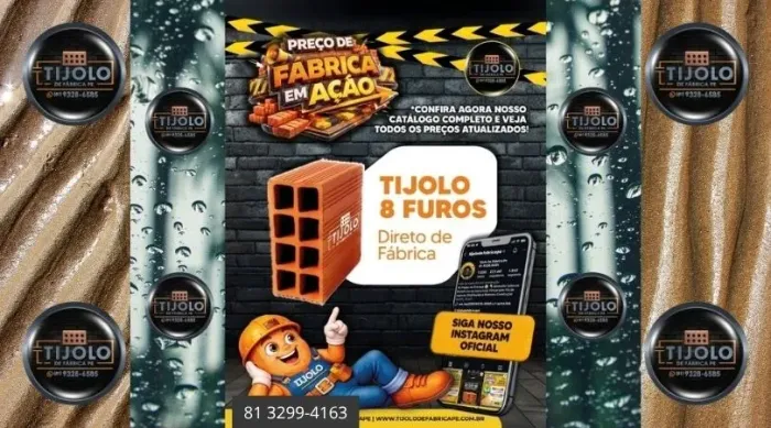 tijolo 8 furos para construtoras e particulares 
