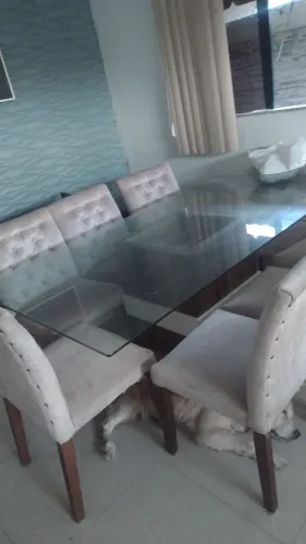 Mesa vidro 8 cadeiras