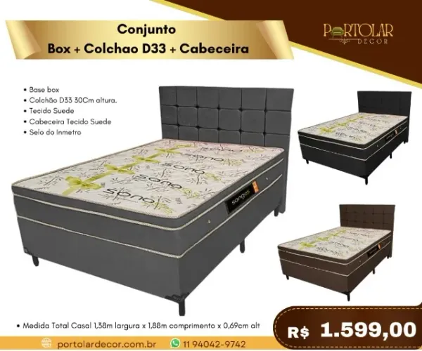 Conjunto box + colchão D33+ cabeceira a pronta entrega 