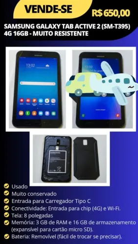 Vendo Tablet Samsung Galaxy Tab Active 2 (SM-T395) 4G - Impecável!