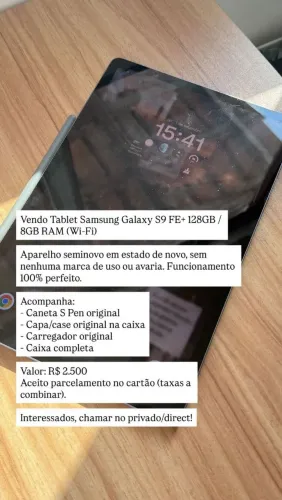 Vendo Tablet Samsung Galaxy S9 FE+ 128GB / 8GB RAM (Wi-Fi)
