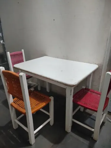 Conjunto Mesa Com 3 Cadeiras Infantil Pra Sair Hoje Medidas na Descrição
