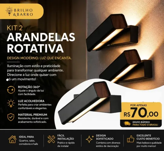 Kit Duas Arandelas Luminárias de Parede NOVO