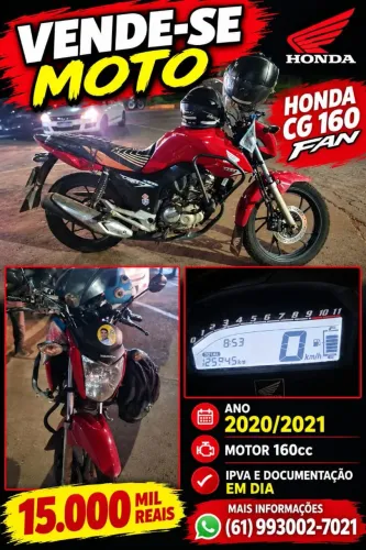 Vende se moto Honda CG 160 fan Flex R$15.000,00