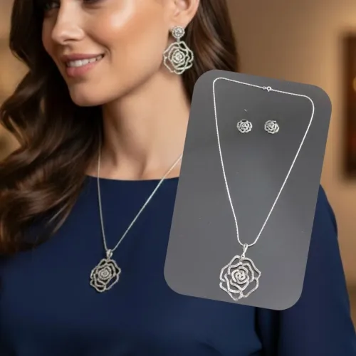 Conjunto em prata com marcassita elegante que parece novo!