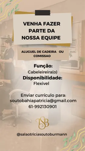 Aluguel de cadeira para Cabeleireira (o)
