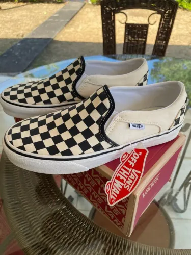 Tênis Vans Slip-on Checkerboard Bkack White Tamano 37/38 NOVO