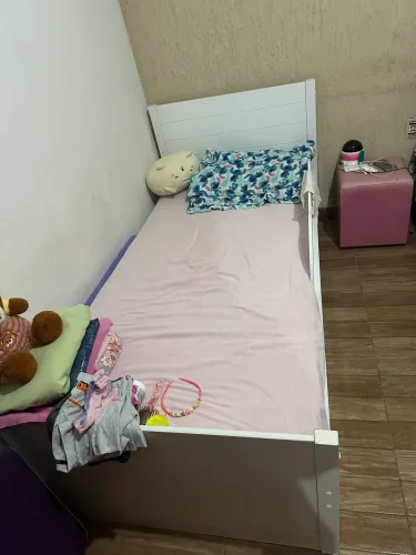 Bicama Infantil Com Cama Auxiliar Protetor Lateral 100% MDF Elza Cimol Branco