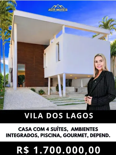 Casa Duplex no Vila dos Lagos, design arquitetônico moderno, sombra, 4 suítes, piscina e g