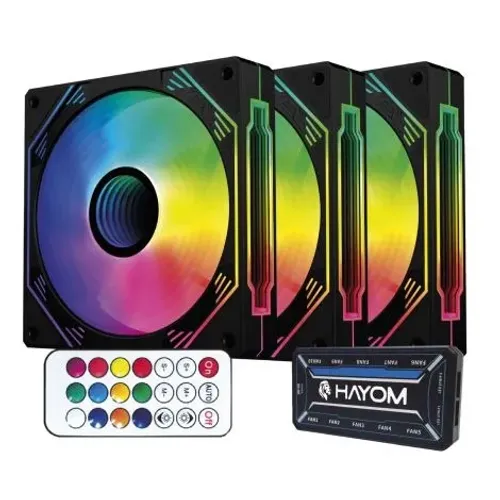 KIT 3 FAN COOLERS HAYOM 12X12CM PRETO FC1308 NOVO!