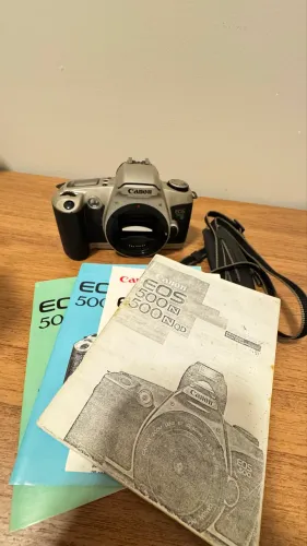 Corpo Câmera Analógica Filme 35mm Canon EOS 500N na Caixa com Manual - No Estado