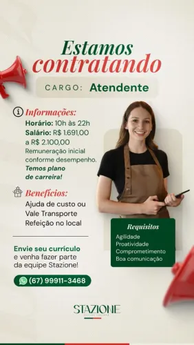 Estamos contratando atendente