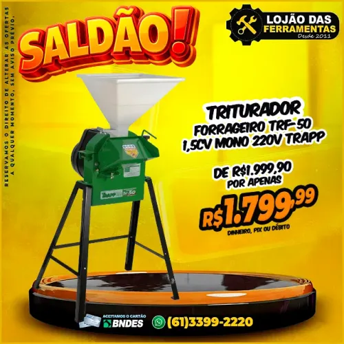 Triturador Forrageiro TRF-50 1,5cv Mono 220v Trapp