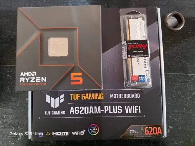 Kit Upgrade Gamer AM5 - Ryzen 5 7600 + ASUS TUF A620M-PLUS WIFI + Kingston Fury DDR5 16GB