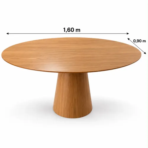 Mesa de Jantar Cone Oval 160x90cm Nova, Acabamento Freijó bom