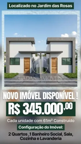 CASA DE 2 QUARTOS A VENDA POR R$ 345.000,00 NO JD DAS ROSAS EM SINOP/MT - GADANI IMÓVEIS