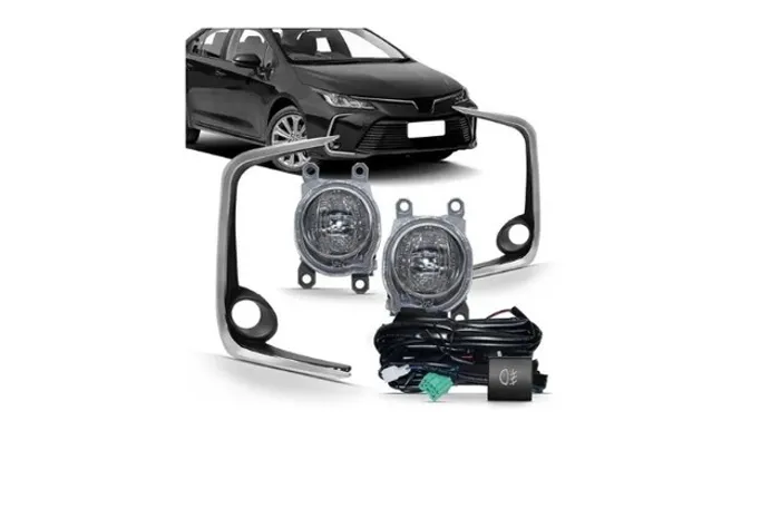 Kit Farol Milha de LED Moldura Cromada Corolla 2020 2021 