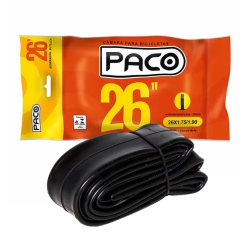 Câmara De Ar 26 Bicicleta MTB Paco 1.75 até 2.10 Válvula Schrader Bico Grosso 8889